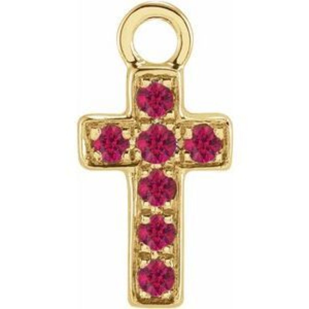 14k Yellow Natural Ruby Cross Dangle - image 1
